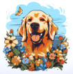 Кристальная ( алмазная) мозаика  " ФРЕЯ" ALBP- 259 постер " Собачка в цветах" 30 х 30 см